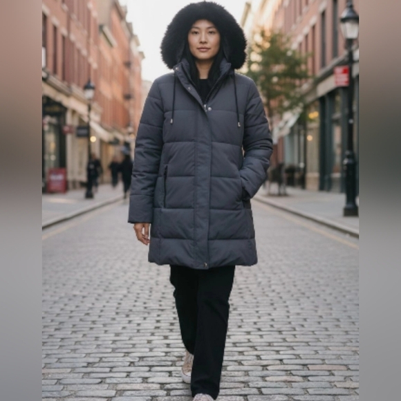 Amazon Jackets & Blazers - Puffer Coat Amazom Brand Hood Fur Trim Warm Cozy Med